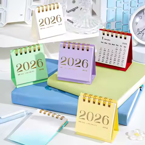 1/4pcs Cute 2026 Desktop Calendar Monthly Dated Compact Calendar for Office Travel English New Year 