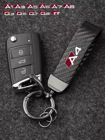Leather Carbon Fiber Car Key Ring Keychain Trinket Zinc Alloy Keyrings For Audi A1 A3 A4 A5 A6 A7 A8