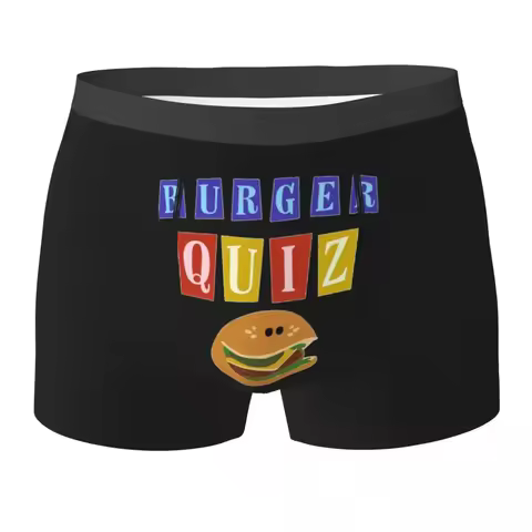 Boxer Underpants Shorts Burger Quizz New Logo Panties Men Breathable Underwear for Homme Man Boyfrie