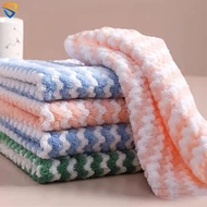 Kitchen Anti Grease Wiping Rags Coral Velvet Stripe Wipe Household Cleaning Products Multifunctional Cleaning Gadgets
