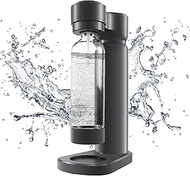 Water Carbonator Black Soda Machine with 1 Litre Bottle Stylish and Space-Saving Height 40.3 cm