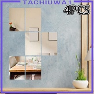[Tachiuwa1] 4x Mirror Sticker Removable Easy to Use Mirror Tiles for Gym Door Wall Decor