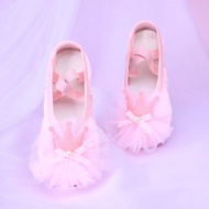 Ready Stock Fast Shipping 2026 New Style Satin Crown Dance Girl Soft Sole Practice Cat Claw Children