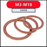 Copper Flat Washers M3-M18 for Automotive & Hydraulic Sealing Applications 【FKY-M】
