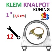 1" Inch 2.5 cm, U-BOLT Yellow Iron Pipe Exhaust Clamp Key 12