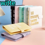 WITTE 100 Envelopes Money Saving Challenge, Save Money Leather Envelope Challenge Binder,  Reusable 