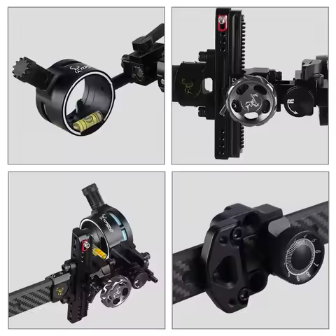 TX9610 Compound Bow Sight 6inch Single Pin Sight Micro Adjustable 0.019" Fiber Optic Aiming Archery 