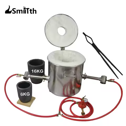 LSMIITTH 16KG/35.27LBS Propane Metal Melting Forge Furnace With 2 Pot Suitable Metal Scrap Recycling
