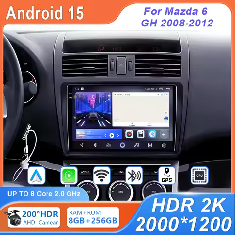 Android 15 For Mazda 6 GH 2008-2012 Car GPS Radio Multimedia Video DSP Support 4G WIFI LTE Support B