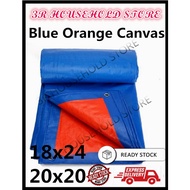 18x24 / 20x20 PE Canopy Canvas Tarpaulin Canopy  Blue Orange Kanvas Khemah Pasar Malam Kolam Ikan Tu