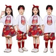ชุดการแสดงเด็กจีน Wind Summer Hanfu Set Chorus Clothing สําหรับเด็กที่ไม่แยกเพศสําหรับการแสดงฤดูร้อน
