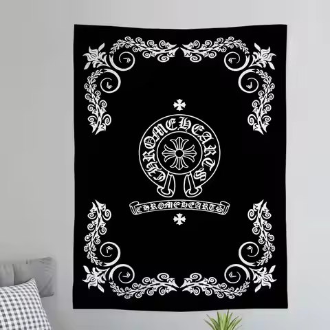 Luxury Brand C-Chrome H-Hearts Logo Colorful Tapestry Wall Hanging Cheap Hippie Wall Hanging Bohemia