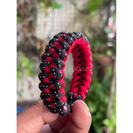 Bracelet Braided Rope Paracord550 Red And Black Dots Crab Claw Lock