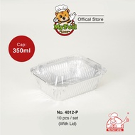 4012-P MyChef Dulang Aluminium dengan Penutup Plastik - 10 Keping/Paket /MyChef Aluminium Foil Tray 