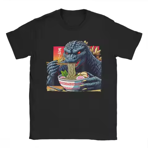 Men Funny Godzilla T-Shirts Cotton Top Tees Summer Y2K Retro Short Sleeve T Shirt O Neck Hip Hop Pri
