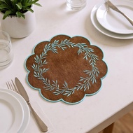 (VIP)  14.96 Wavy Lace Embroidered Placemat Non-slip Oil-resistant Insulated Dining Table Mat for Ki