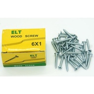 ELT Screws 6 x 11/4 White Galvanized Silver Wood Screws (+) 6 x 11/4 inch 3cm Skru Skru Kayu