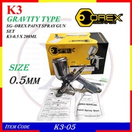 K3-05 (K3-0.5 X 200ML) OREX PAINT SPRAY GUN SET - GRAVITY TYPE O01-02-K3-0.5