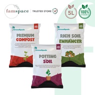 [Bundle Pack] FS - Green Spade - Organic Potting Soil 5L + Compost 5L + Rich Soil 5L