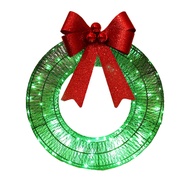 Lighted Christmas Wreath Battery Operated Pre-Lit Wreath with Large Bow And LED Lights for Indoor Ou