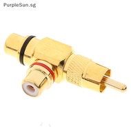 PurpleSun 1Pcs Gold Plated 1 Male to 2 Female RCA Copper Splitter Adapter AV Video Audio SG