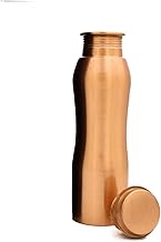 Arts Of India Pure Copper Water Bottle : Original Curved Style : Perfect Ayurvedic Copper Vessel for Sports, Fitness, Yoga, Natural Health Benefits 1000ML(34 OZ)