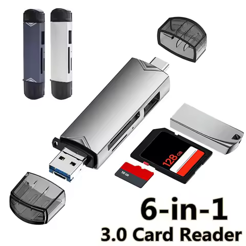 6 In1 Multifunctional USB C SD TF Card Reader USB 3.0 Card Adapter 5Gbps High Speed Micro Memory for