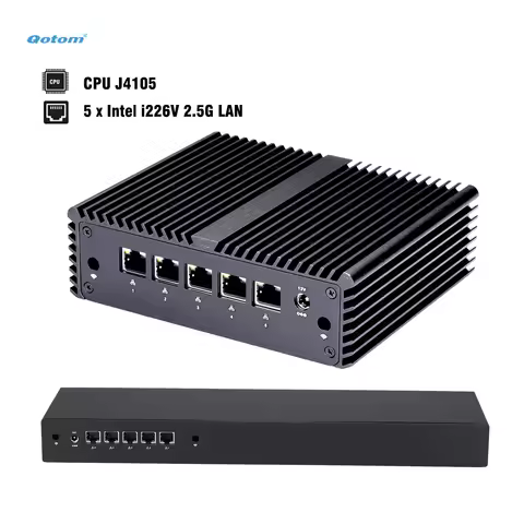 Fanless Mini PC J4105 Quad Core, 5x Intel i226V LAN, DDR4 RAM, Mini Case/ 1U Rack- pfSense OPNsense 