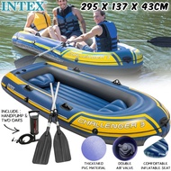 INTEX 68370 Challenger 3 Boat Set Inflatable Boat Fishing Boat PVC Rubber with Paddles Pump Bot Angi