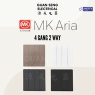 [SG Seller] MK Honeywell Aria 4 Gang 2 Way 4G2W Switch White Grey Rose Gold Black | Guan Seng Electrical