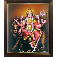 Durga with Lion Digital Photo with Lamination and Frame (L283A)