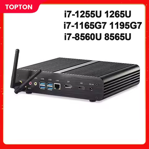 Topton 12th Gen Fanless Mini PC Intel Core i7 1255U 1165G7 8560U Gaming PC Micro Desktop Computer NU