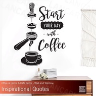 Wall Stickers Start Coffee Sticker Decal Cutting Quotes Cafe Coffee Decoration Shop Restaurant Shop 
