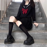 School Uniform Japanese Girls Plus Size Jk Suit Red Tie Black Tatlong Basic Sailor Uniform Women Lon