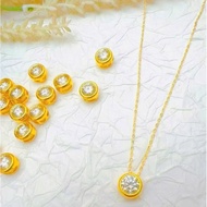 Charm blocking Mois sanite needle pendant wrapped and 18Kara -Au 750 - size 8-10 mm. Durable. Shine 