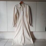【米倉】全新轉賣百貨專櫃日本Uniqlo優衣庫U系列 襯衫式長洋裝 連身裙 開襟外套 洋裝 襯衫白色純棉洋裝