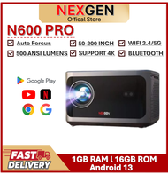 NexGen N600 PRO Projector Dual Band  WIFi 2.4/5G Android 13 Auto Focus + Bluetooth