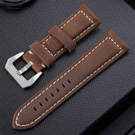 ┋✇☑ Genuine Leather for Panerai Pam111 441 SEIKO TISSOT Watch Bracelet Men's Crazy Horse Leather Watch Strap Accessories 22 24 26mm