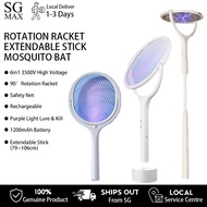 6 in 1 Rotate Racket 3500V Telescopic Electric Mosquito Swatter Purple Lure Light Mosquito Trap Bat 