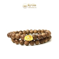 Toc Viet Agarwood Ring Mixed with Charm Gold Bar 8 Li 54 Seeds Ky Gia Agarwood - Luck - Prosperity