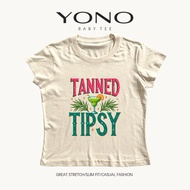 YONO Baby Tee Women's Round Neck Short Sleeve T-Shirt Tanned Tipsy Drink Y2K Vintage Style