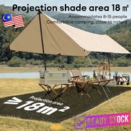 🔥Ready stock🔥Butterfly Shape tarp Set Black Coating (4.5m x 6m)  Camping Waterproof Coating Camping 