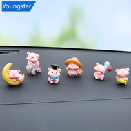 【FY】  6Pcs Mini Cute Pigs Car Center Console Ornaments Micro Animal Screen Decoration Car Interior A