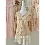 Mori Kei Crochet Beige Cardigan (2hand/Top Only)