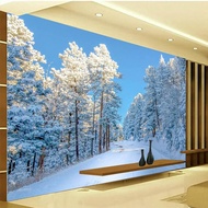 【SA wallpaper】 Custom Snow froest winter natural Landscape 3d Wallpaper mural,Living Room TV Sofa Wall bedroom home decor
