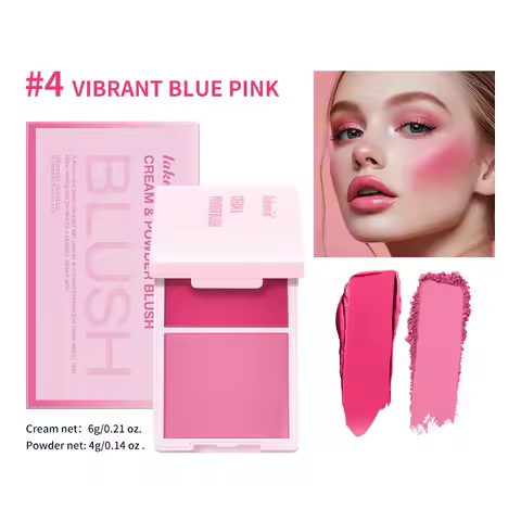 2IN1 Creme & Powder Blush Matte Natural Blush Eye Makeup Palette Long Lasting High Color Rendering B