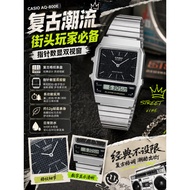 CASIO CASIO Retro Metal Silver Small Square Dual Display Men Women Electronic Watch AQ-800E-1A 7A 9A