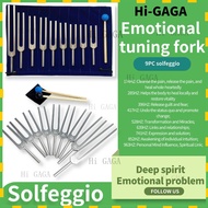 Solfeggio 9 Pcs Silver Aluminum Alloy Tuning Fork Set 174HZ285396417528639741852963HZ