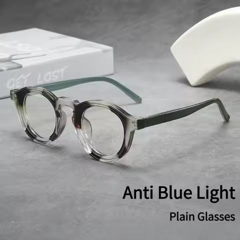 Neutral Anti Blue Light Glasses Non Prescription Flat Glasses Wide and Thick Eyeglass Frames Decorat