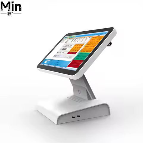 HSPOS 15 Inch All In One Touch Screen POS Cash Register I3 I5 Win 10 System POS Machine with VFD Cus